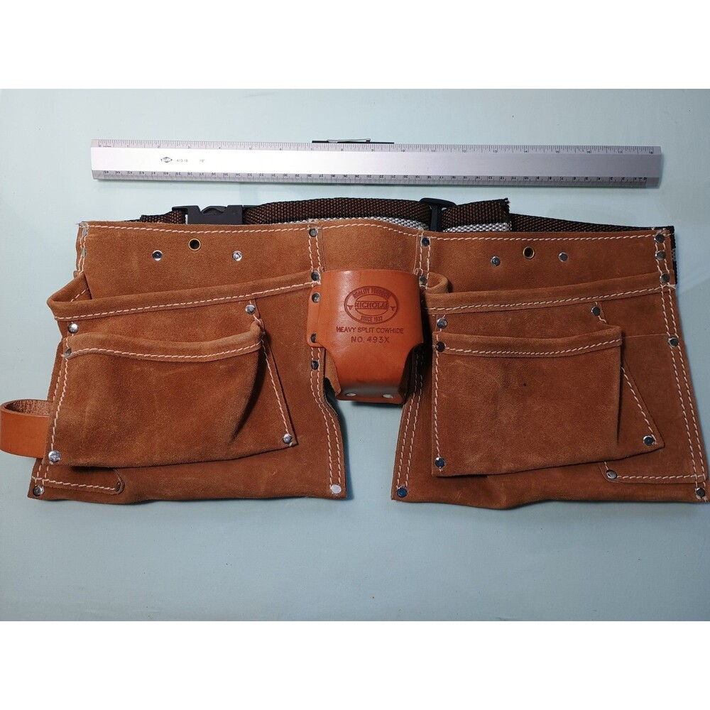 Vintage Nicholas Heavy Split Cowhide 493X Leather tool belt New